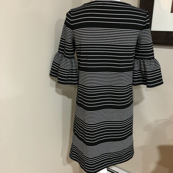 *MAX STUDIO* Black White Stripe Bell Sleeve Dress Size XS - Picture 5 of 7